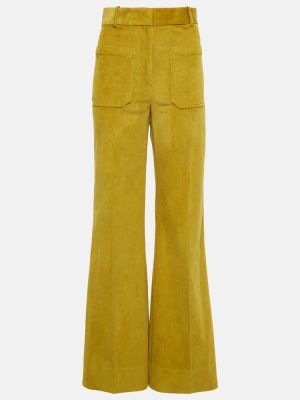 Voľné menčestrové nohavice Victoria Beckham žltá
