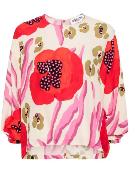 Bluza s cvetličnim vzorcem s potiskom Essentiel Antwerp bež