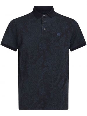 Памучна поло тениска с принт с пейсли десен Etro синьо