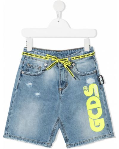 Trykt jeans-shorts for jenter Gcds Kids blå