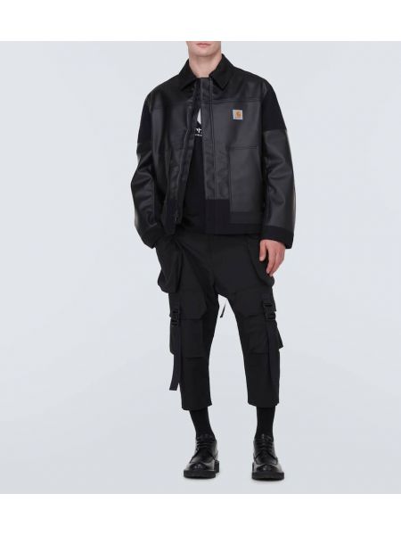Kožená bunda z ekologickej kože Junya Watanabe čierna