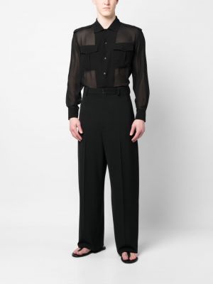 Průsvitná hedvábná košile Saint Laurent černá