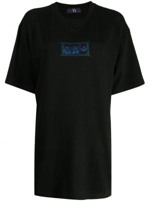 Βαμβακερή μπλούζα με σχέδιο Y's μαύρο