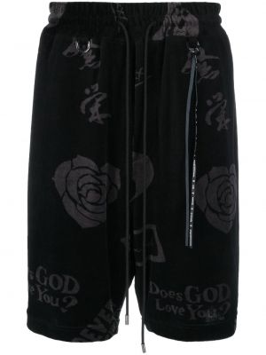 Pantaloni scurți din velur cu imagine Mastermind Japan