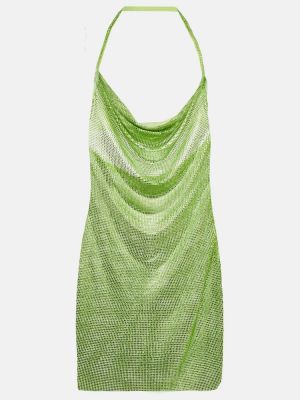 Mini vestido de malla de cristal Giuseppe Di Morabito verde