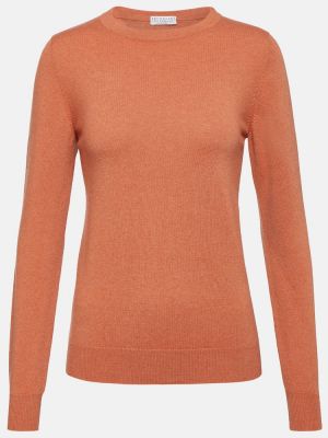 Кашмирен пуловер Brunello Cucinelli оранжево