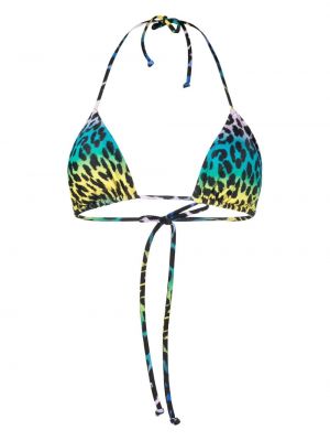Bikini z nadrukiem w panterkę Ganni niebieski