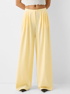 Plisované nohavice Bershka žltá