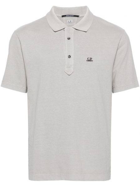 Medvilninis siuvinėtas polo marškinėliai C.p. Company pilka