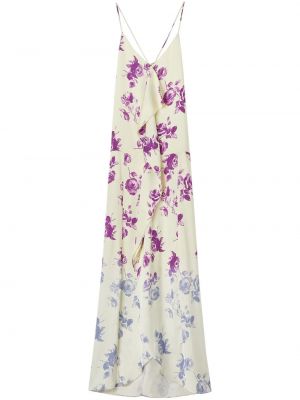 Sukienka długa w kwiatki z nadrukiem Jil Sander biała
