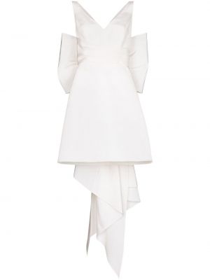 Oversized svilena mini obleka z lokom Carolina Herrera bela