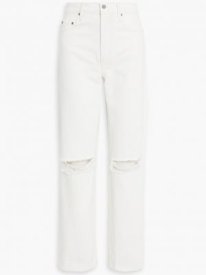 Прямые джинсы с высокой талией с потертостями Nobody Denim белые
