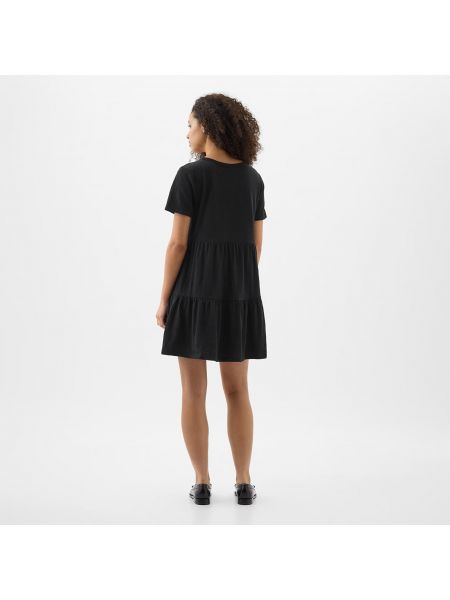 Mini šaty s krátkými rukávy s volány Gap černé