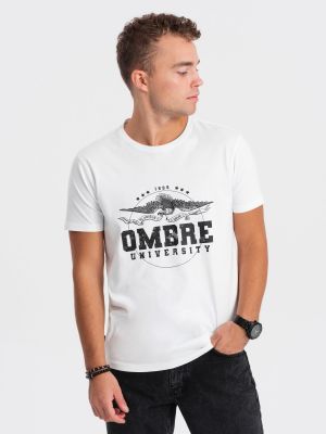 Raštuotas medvilninis polo marškinėliai Ombre balta