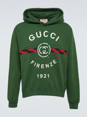 Chemise en coton à capuche Gucci vert