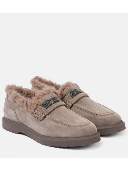 Ruskind loafers Brunello Cucinelli grå