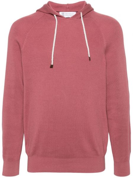 Sweter z kapturem Brunello Cucinelli różowy