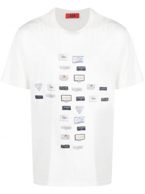 T-shirt en coton à imprimé 424 blanc