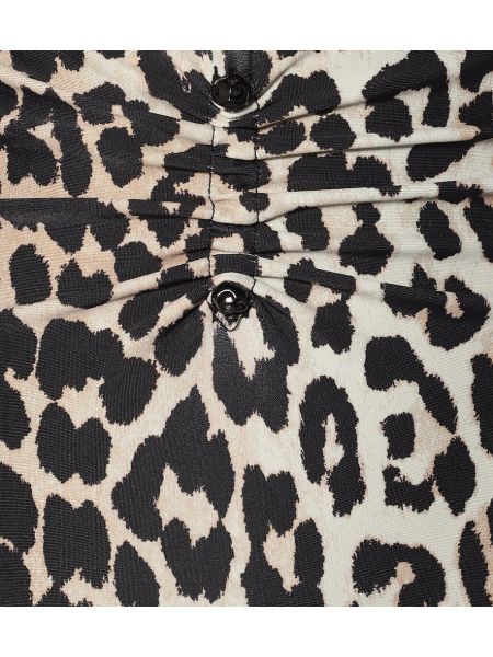 Kupaći kostim s printom s leopard uzorkom Ganni crna