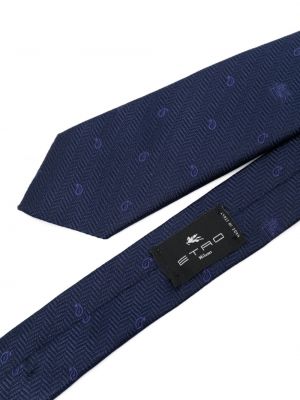 Žakárová hedvábná kravata s paisley potiskem Etro modrá