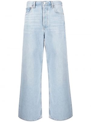 Luźne jeansy z wysoką talią bawełniane klasyczne Agolde - сzarny