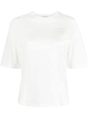 Přiléhavé tričko s výšivkou Etro bílé