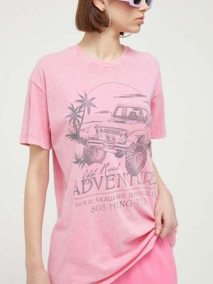 Памучна тениска Hollister Co. розово