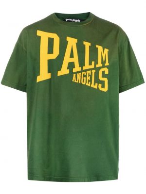 Bavlnené tričko s potlačou Palm Angels zelená