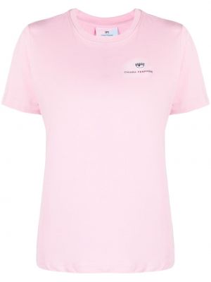 Koszulka bawełniana z nadrukiem Chiara Ferragni różowa