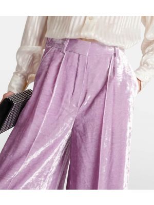 Βελούδινο παντελόνι με ψηλή μέση Nina Ricci ροζ