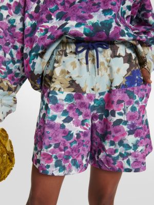 Pantaloni scurți din bumbac cu model floral Dries Van Noten