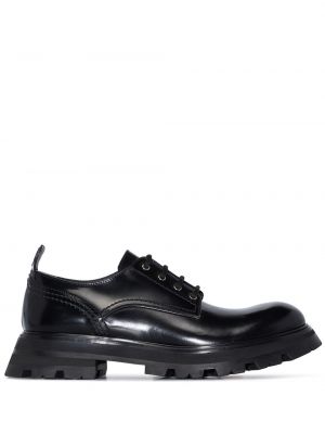 Pantofi oxford cu șireturi din piele din dantelă Alexander Mcqueen negru