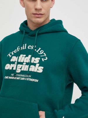 Mikina s kapucí s potiskem Adidas Originals zelená