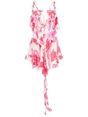 Květinové viskózové šaty s odhalenými zády The Attico - bílá