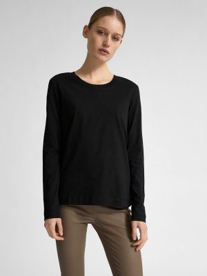 Camiseta de manga larga de algodón manga larga Selected Femme negro