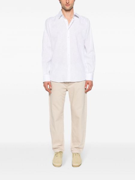 Lněná košile Karl Lagerfeld bílá