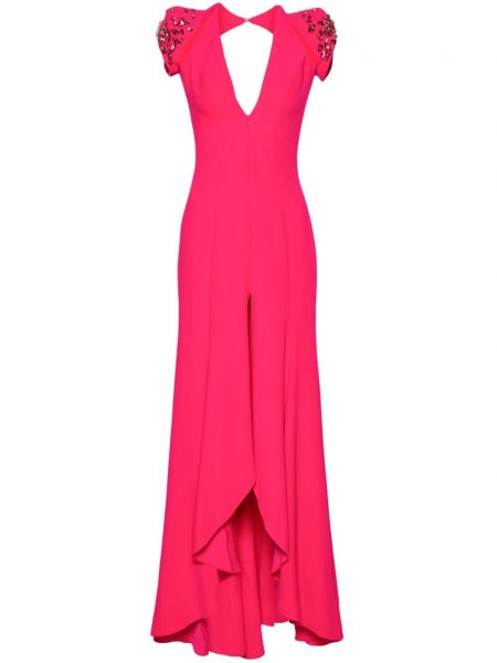 Φόρεμα με σκίσιμο με πετραδάκια Gemy Maalouf ροζ
