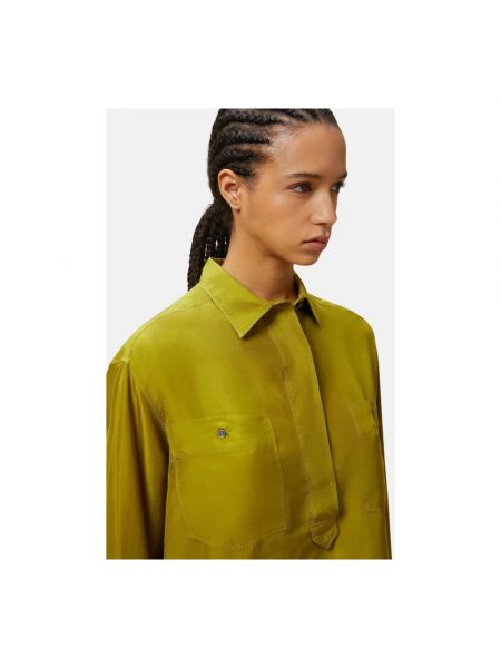 Blusa de seda manga larga con bolsillos Pomandère verde