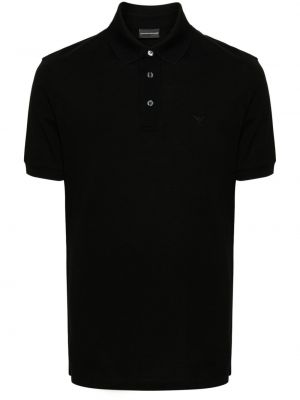 Поло тениска бродирана Emporio Armani черно