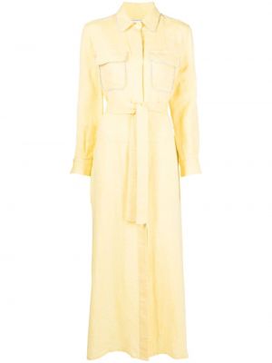 Ľanové dlouhé šaty Forte Dei Marmi Couture žltá