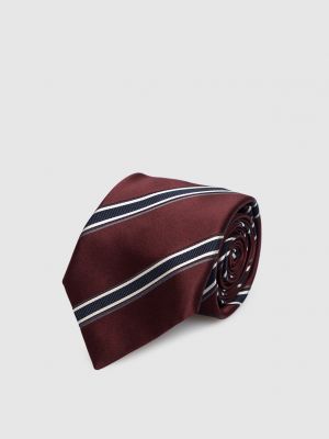 Шелковый галстук в полоску Brunello Cucinelli бордовый