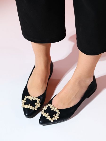 Pantofi cu perle fără toc Luvishoes negru