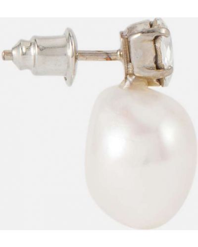 Krištáľové náušnice s perlami Simone Rocha biela