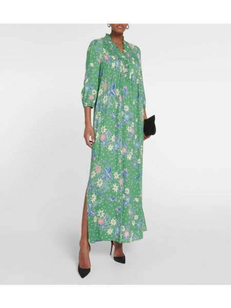 Длинное платье с принтом из джерси Diane Von Furstenberg зеленое