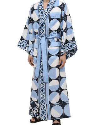 Льняной халат Dolce & Gabbana голубой