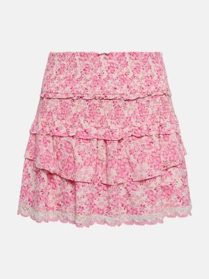 Mini spódniczka bawełniana Loveshackfancy różowa