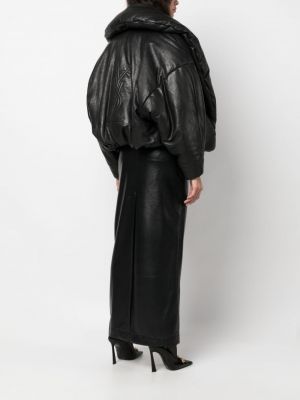 Oversized kožená bunda Saint Laurent černá