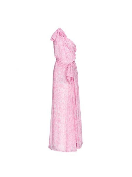 Sukienka długa z nadrukiem Pinko różowa