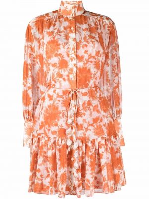 Blommig utsvängd klänning Zimmermann orange