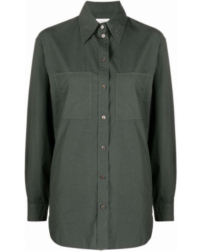Camisa de algodón Lemaire verde